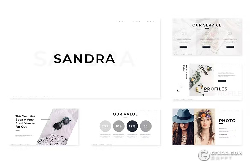 30页摄影展示国外PPT模板5种配色 - 顶尖PPT