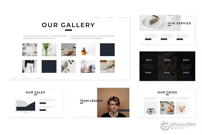 30页摄影展示国外PPT模板5种配色 - 顶尖PPT