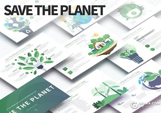 35页卡通保护地球图形图表PPT模板 - 顶尖PPT