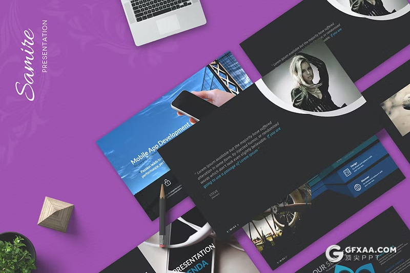 30页蓝黑色商务图形图表keynote模板 - 顶尖PPT