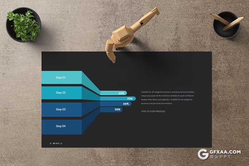30页蓝黑色商务图形图表keynote模板 - 顶尖PPT