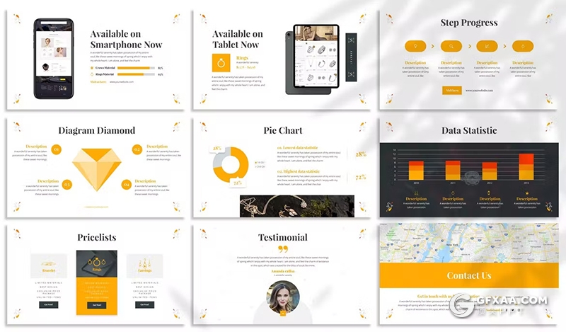 30页珠宝首饰展示摄影珠宝发布会国外keynote模板3种配色2款尺寸 - 顶尖PPT