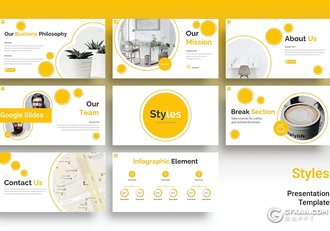 30页圆圈创意时尚风企业通用国外GoogleSlides模板5种配色 - 顶尖PPT