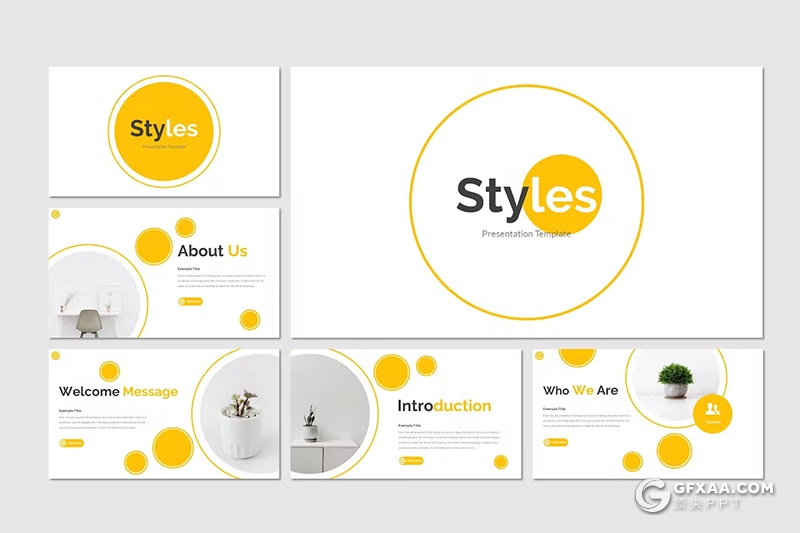 30页圆圈创意时尚风企业通用国外Keynote模板5种配色 - 顶尖PPT