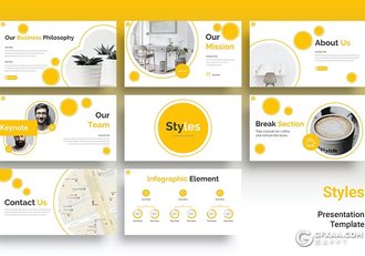 30页圆圈创意时尚风企业通用国外Keynote模板5种配色 - 顶尖PPT