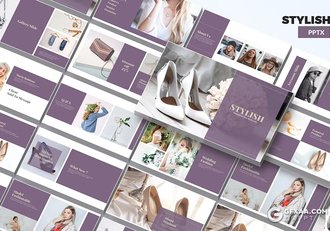 30页紫色时尚产品摄影展示通用国外PPT模板 - 顶尖PPT