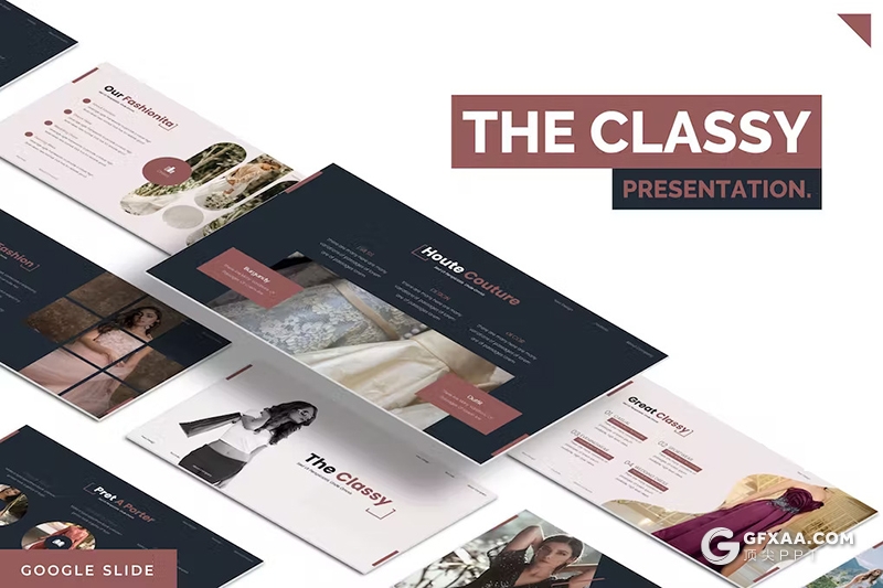 30页时尚摄影展示数据分析国外GoogleSlides模板5种配色 - 顶尖PPT