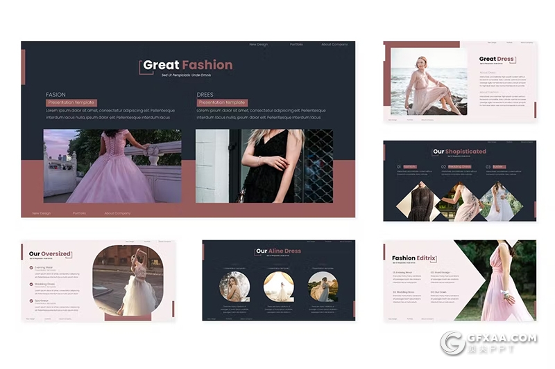 30页时尚摄影展示数据分析国外keynote模板5种配色 - 顶尖PPT