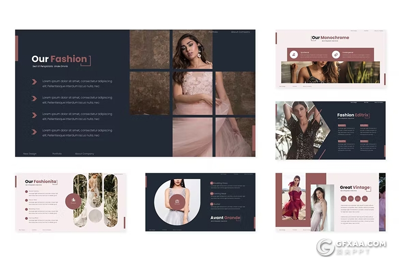 30页时尚摄影展示数据分析国外keynote模板5种配色 - 顶尖PPT