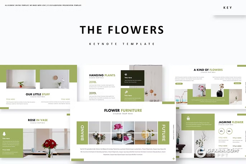 30页鲜花摄影展示品种研发分析国外keynote模板5种配色 - 顶尖PPT