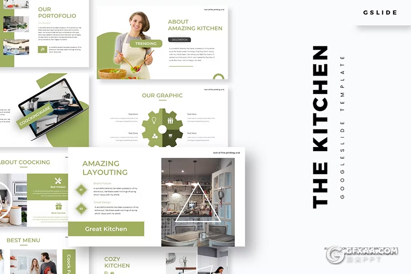 30页餐饮美食制作食品展示数据分析国外GoogleSlides模板5种配色 - 顶尖PPT