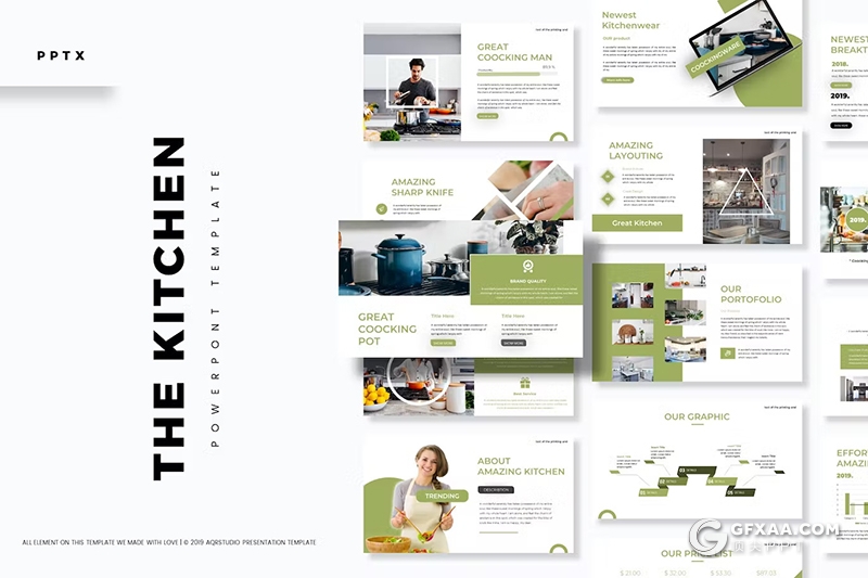 30页餐饮美食制作食品展示数据分析国外PPT模板5种配色 - 顶尖PPT