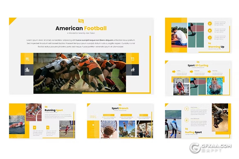 30页运动主题国外PPT模板5种配色 - 顶尖PPT