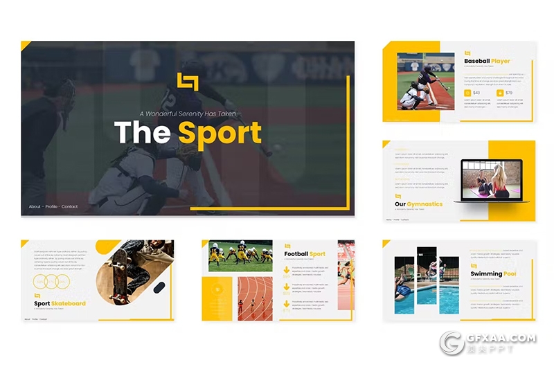 30页运动主题国外PPT模板5种配色 - 顶尖PPT