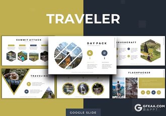 30页徒步旅行摄影展示项目数据分析国外GoogleSlides模板5种配色 - 顶尖PPT