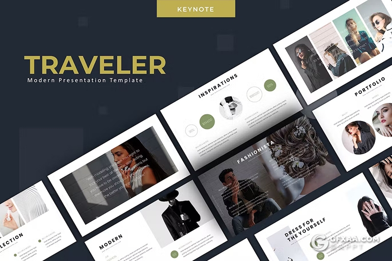 30页徒步旅行摄影展示项目数据分析国外keynote模板5种配色 - 顶尖PPT