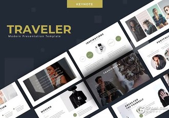 30页徒步旅行摄影展示项目数据分析国外keynote模板5种配色 - 顶尖PPT