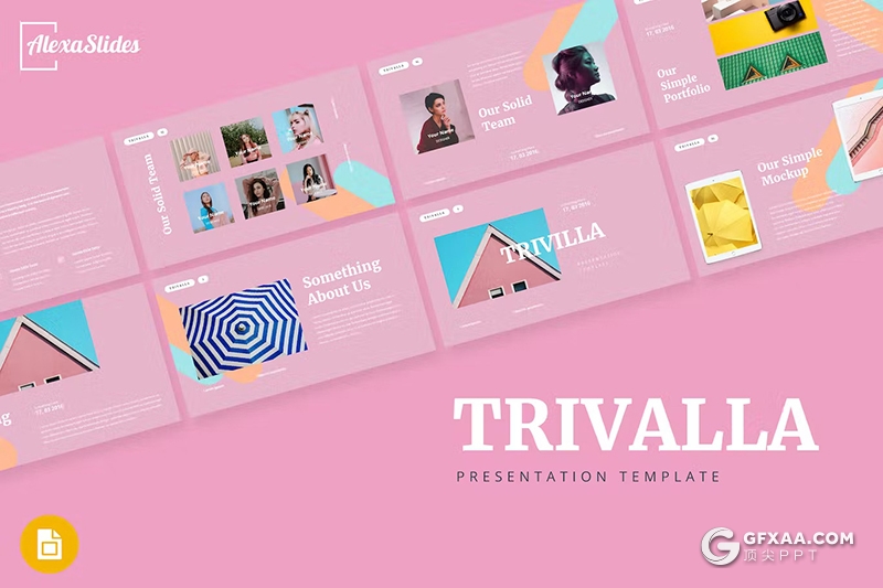 30页时尚精美大气摄影展示模特摄影写真国外GoogleSlides模板 - 顶尖PPT