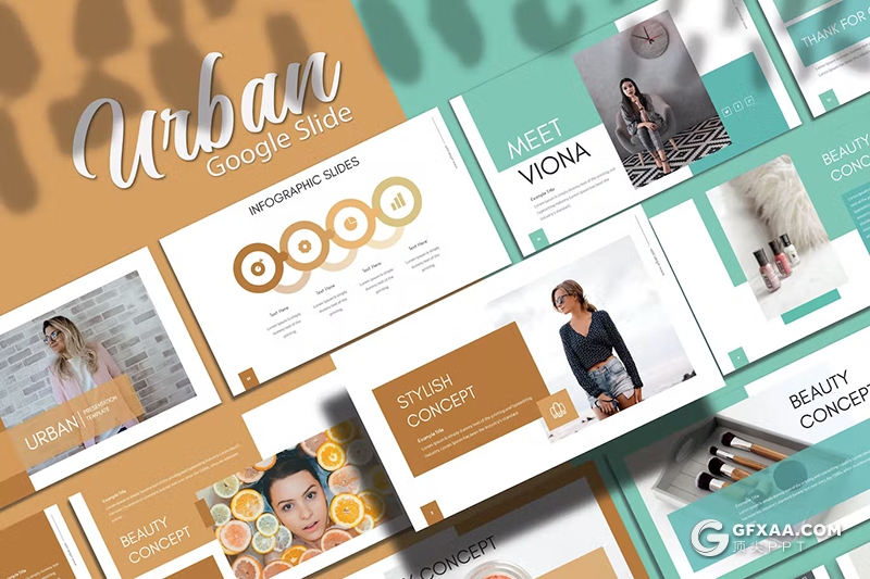 30页摄影图片展示产品展示通用国外GoogleSlides模板5种配色 - 顶尖PPT