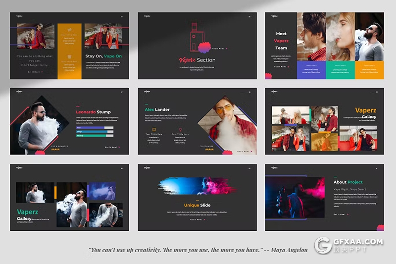 31页烟雾夸张摄影图片展示国外keynote模板 - 顶尖PPT