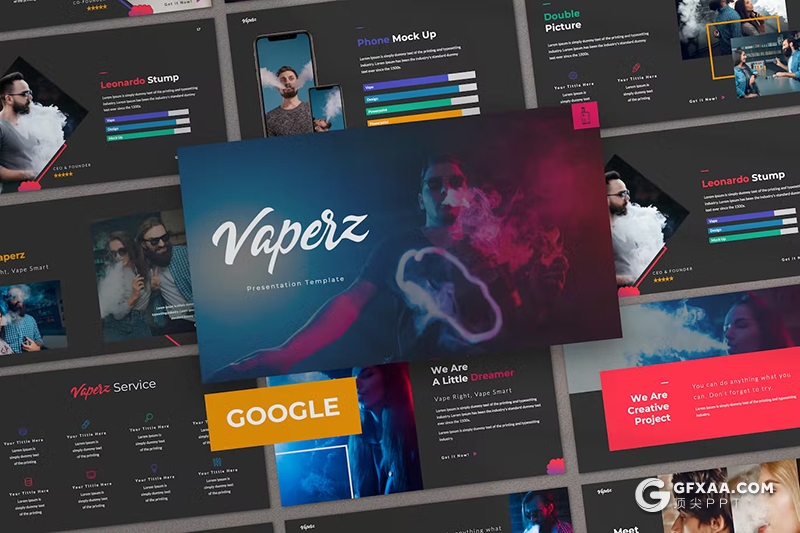 31页烟雾夸张摄影图片展示国外GoogleSlides模板 - 顶尖PPT