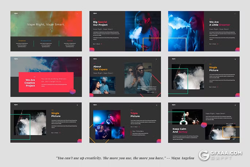 31页烟雾夸张摄影图片展示国外keynote模板 - 顶尖PPT