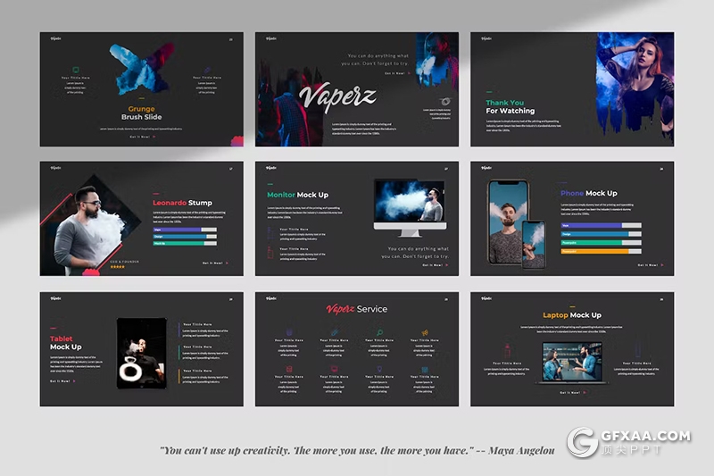 31页烟雾夸张摄影图片展示国外keynote模板 - 顶尖PPT