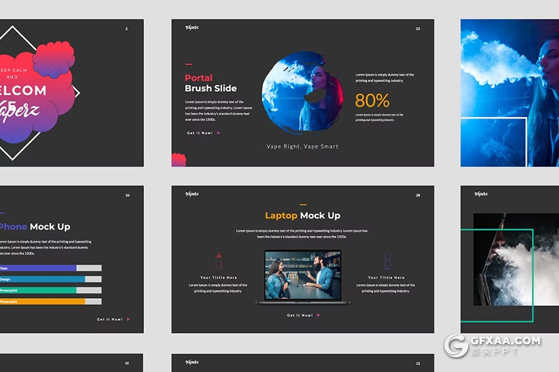 31页烟雾夸张摄影图片展示国外keynote模板 - 顶尖PPT