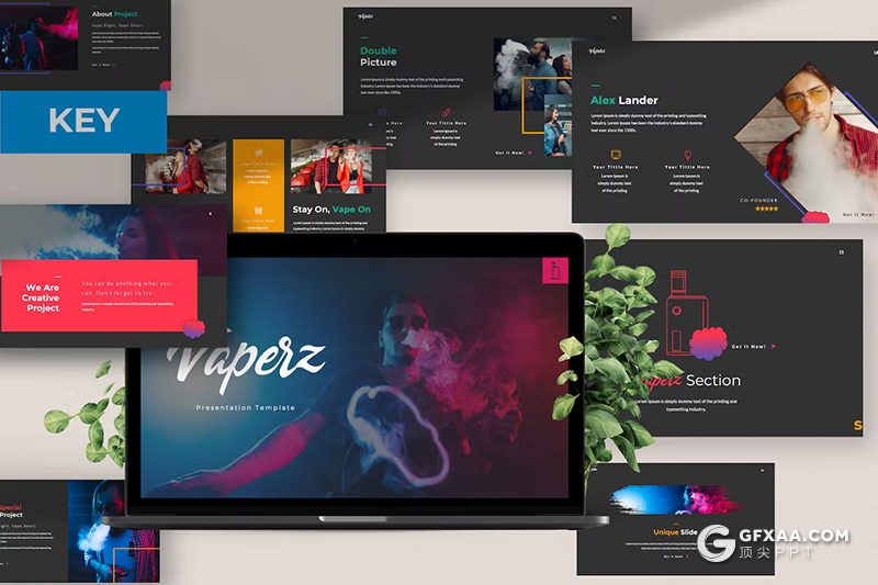 31页烟雾夸张摄影图片展示国外keynote模板 - 顶尖PPT