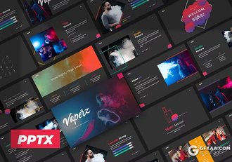 31页烟雾夸张摄影图片展示国外PPT模板 - 顶尖PPT