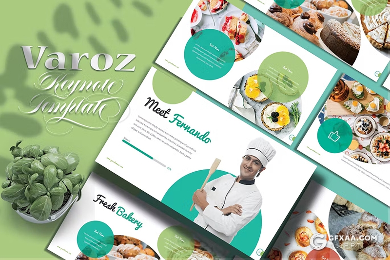 30页餐饮美食介绍展示数据分析国外keynote模板5种配色 - 顶尖PPT