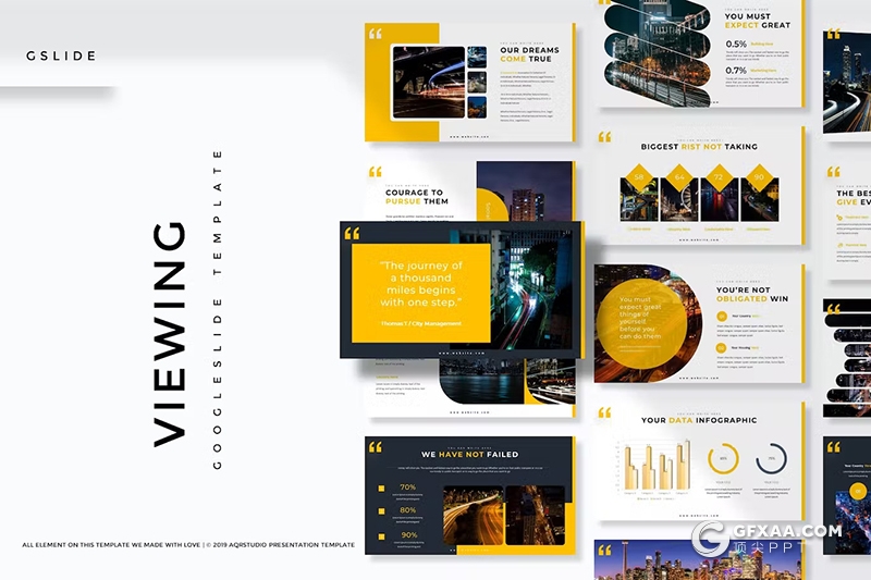 30页城市夜晚摄影展示国外GoogleSlides模板 - 顶尖PPT