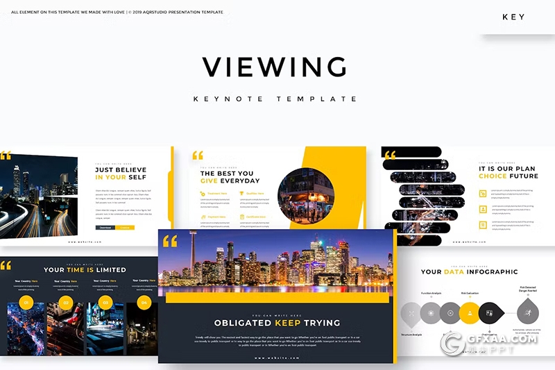 30页城市夜晚摄影展示国外keynote模板 - 顶尖PPT