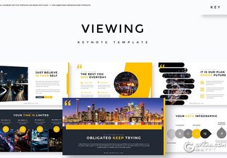 30页城市夜晚摄影展示国外keynote模板 - 顶尖PPT