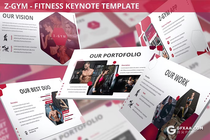 30页运动健身主题健身房运动介绍国外GoogleSlides模板3种配色2款尺寸 - 顶尖PPT