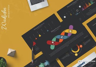 30页多色彩商务通用图形图表keynote模板 - 顶尖PPT