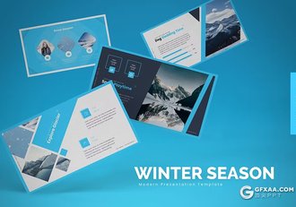 30页天气主题雪山摄影介绍国外GoogleSlides模板5种配色 - 顶尖PPT