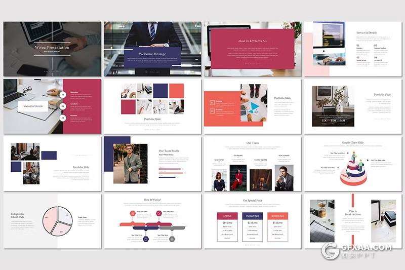32页商务团队介绍商业计划书商务通用国外PPT模板5种配色 - 顶尖PPT