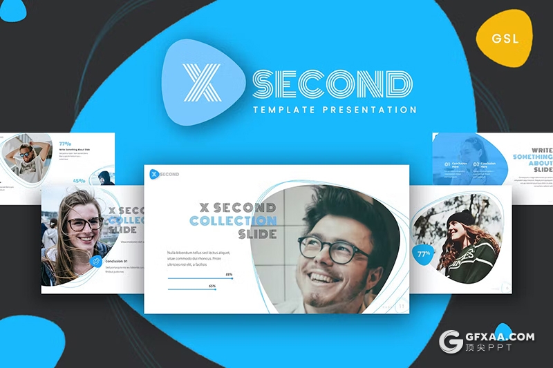 30页蓝色团队介绍商业计划书商务通用国外GoogleSlides模板 - 顶尖PPT