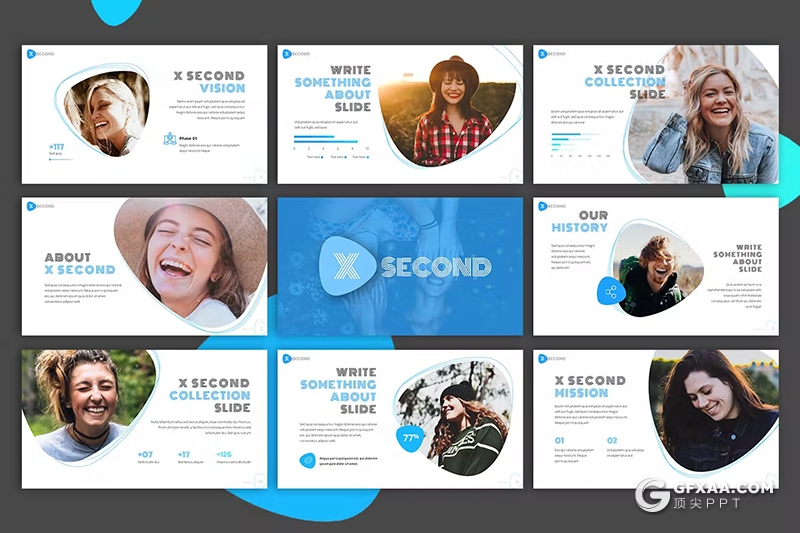 30页蓝色团队介绍商业计划书商务通用国外keynote模板 - 顶尖PPT