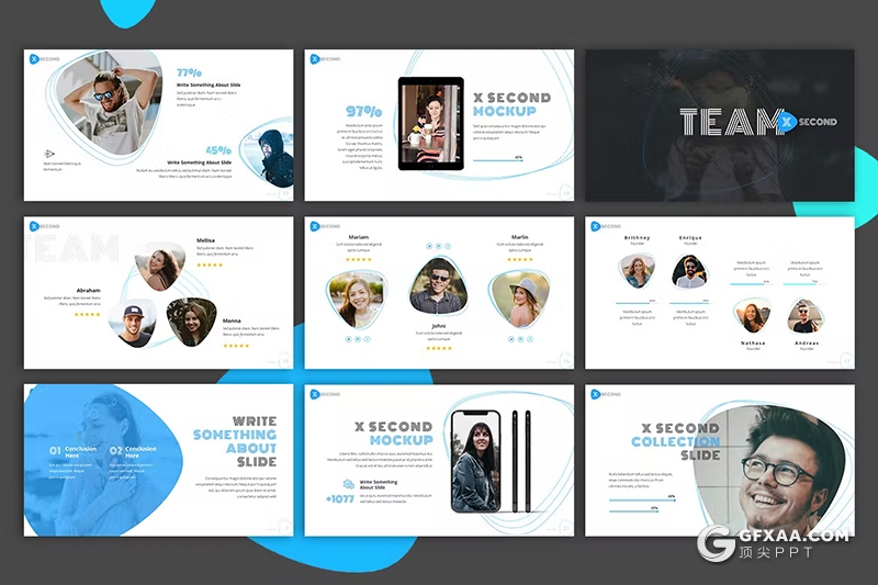 30页蓝色团队介绍商业计划书商务通用国外keynote模板 - 顶尖PPT