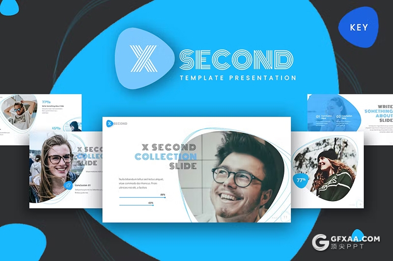 30页蓝色团队介绍商业计划书商务通用国外keynote模板 - 顶尖PPT