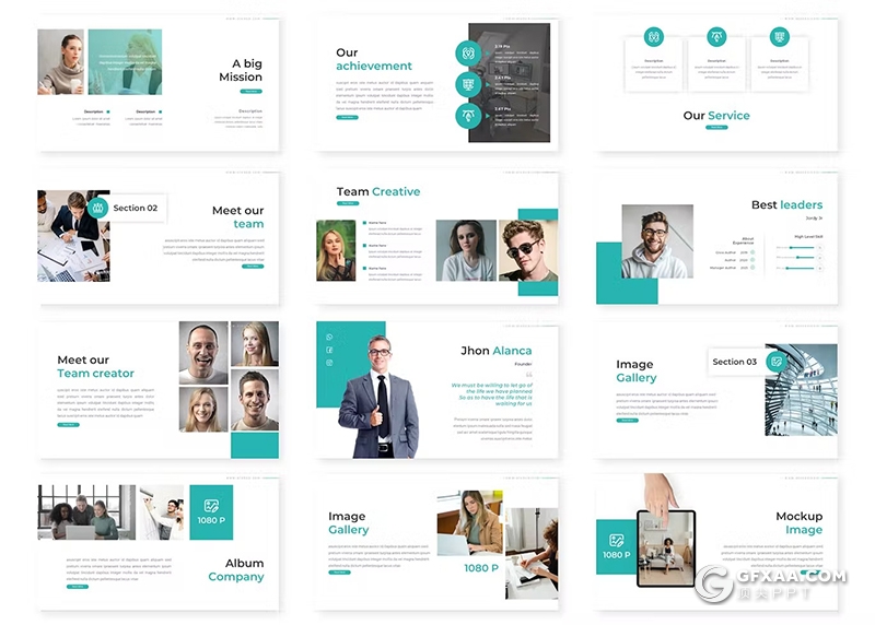 30页扁平化商业计划书团队介绍商务通用国外PPT模板5种配色 - 顶尖PPT