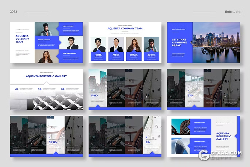 42页蓝色企业公司介绍展示业务合作商业计划书通用国外PPT模板 - 顶尖PPT