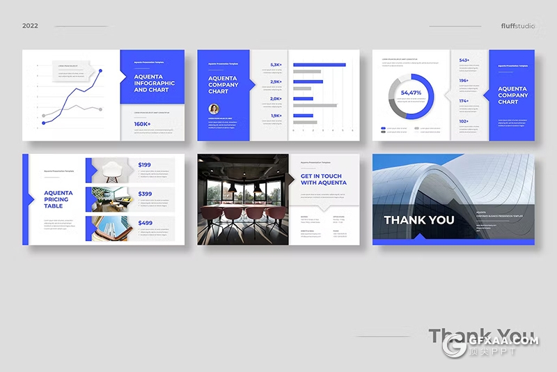 42页蓝色企业公司介绍展示业务合作商业计划书通用国外PPT模板 - 顶尖PPT