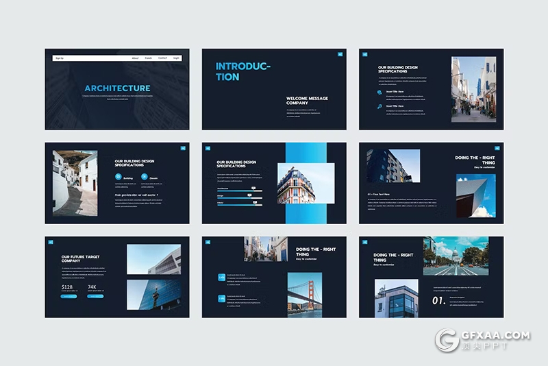 39页企业建筑工程项目展示国外PPT模板 - 顶尖PPT