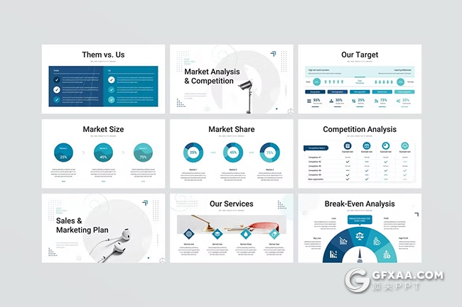 35页蓝色商业计划书商务通用国外PPT模板 - 顶尖PPT