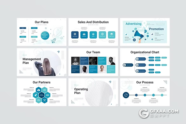 35页蓝色商业计划书商务通用国外PPT模板 - 顶尖PPT