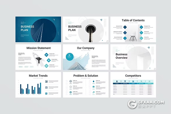 35页蓝色商业计划书商务通用国外PPT模板 - 顶尖PPT