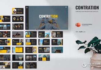 40页黑橙色企业建筑施工工程项目展示国外PPT模板 - 顶尖PPT